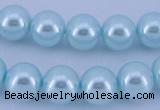 CGL342 10PCS 16 inches 4mm round dyed glass pearl beads wholesale