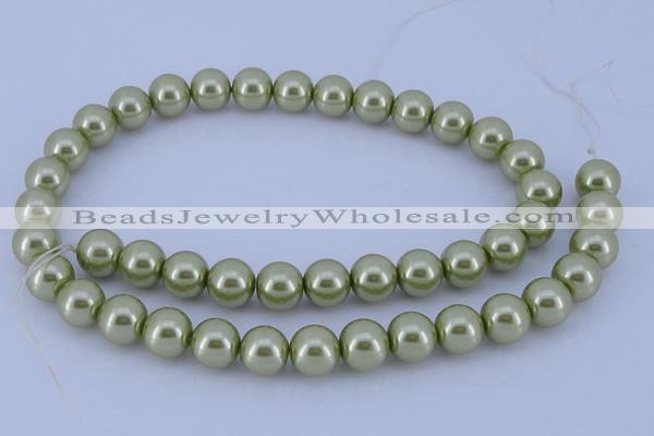 CGL364 10PCS 16 inches 8mm round dyed glass pearl beads wholesale