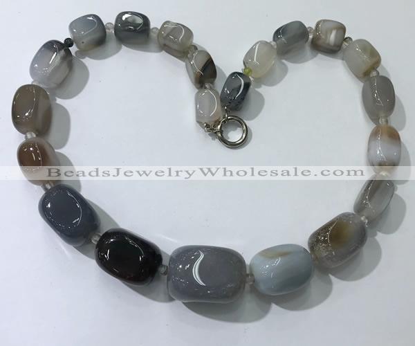 CGN100 20 inches 10*15mm - 20*30mm nuggets agate gemstone necklaces