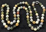 CGN1004 36 inches 10mm round flower jade beaded necklaces