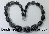 CGN132 22 inches 10*14mm - 20*30mm nuggets snowflake obsidian necklaces