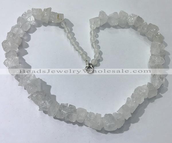 CGN155 18.5 inches 12*16mm - 13*18mm nuggets white crystal necklaces