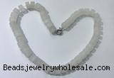 CGN170 20 inches 7*12mm - 9*12mm tyre matte white crystal necklaces