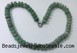 CGN180 20 inches 7*12mm - 9*12mm tyre matte green aventurine necklaces