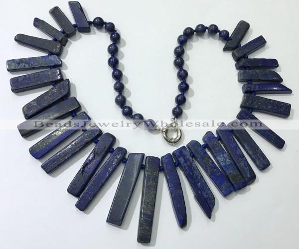 CGN193 23 inches 8*20mm - 11*60mm lapis lazuli stick necklaces