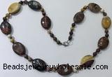 CGN204 22 inches 6mm round & 18*25mm oval mookaite necklaces