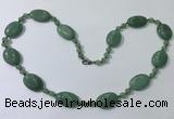 CGN209 22 inches 6mm round & 18*25mm oval green aventurine necklaces