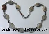 CGN215 22 inches 6mm round & 18*25mm oval agate necklaces