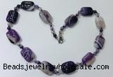 CGN234 22 inches 6mm round & 18*25mm rectangle agate necklaces