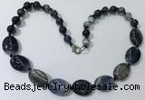 CGN251 20.5 inches 8mm round & 18*25mm oval agate necklaces