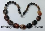 CGN252 20.5 inches 8mm round & 18*25mm oval agate necklaces