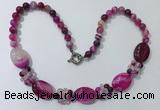 CGN274 18.5 inches 8mm round & 18*25mm oval agate beaded necklaces