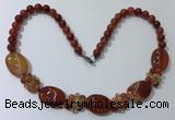 CGN275 18.5 inches 8mm round & 18*25mm oval agate beaded necklaces