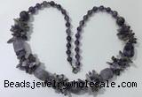 CGN301 27.5 inches chinese crystal & amethyst beaded necklaces