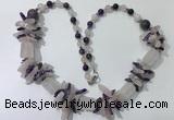 CGN302 27.5 inches chinese crystal & mixed quartz beaded necklaces