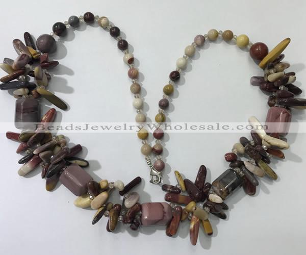 CGN309 27.5 inches chinese crystal & mookaite beaded necklaces