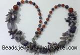 CGN310 27.5 inches chinese crystal & mixed gemstone beaded necklaces