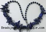 CGN313 27.5 inches chinese crystal & lapis lazuli beaded necklaces