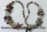 CGN318 27.5 inches chinese crystal & mixed gemstone beaded necklaces