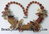 CGN338 20.5 inches chinese crystal & red agate beaded necklaces