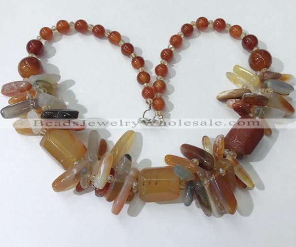 CGN338 20.5 inches chinese crystal & red agate beaded necklaces