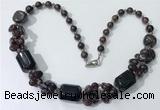 CGN341 20.5 inches chinese crystal & garnet beaded necklaces