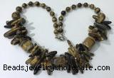 CGN343 20.5 inches chinese crystal & yellow tiger eye beaded necklaces