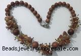 CGN359 19.5 inches chinese crystal & goldstone beaded necklaces