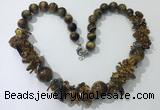 CGN362 19.5 inches chinese crystal & yellow tiger eye beaded necklaces