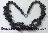 CGN375 19.5 inches round & chips garnet beaded necklaces