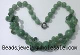 CGN380 23 inches round & chips green aventurine beaded necklaces