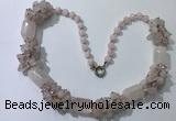 CGN385 23 inches chinese crystal & rose quartz beaded necklaces