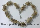 CGN402 19.5 inches chinese crystal & citrine chips beaded necklaces