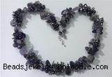 CGN403 19.5 inches chinese crystal & amethyst chips beaded necklaces