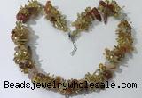 CGN410 19.5 inches chinese crystal & red agate chips beaded necklaces