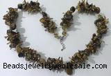 CGN416 19.5 inches chinese crystal & yellow tiger eye chips beaded necklace