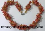 CGN418 19.5 inches chinese crystal & coral chips beaded necklaces