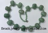 CGN442 21.5 inches freeform green aventurine beaded necklaces