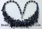 CGN465 22 inches chinese crystal & blue goldstone beaded necklaces