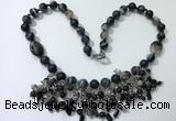 CGN477 21.5 inches chinese crystal & striped agate beaded necklaces