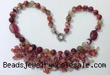 CGN479 21.5 inches chinese crystal & striped agate beaded necklaces