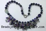 CGN487 21.5 inches chinese crystal & striped agate beaded necklaces