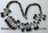 CGN496 21 inches chinese crystal & striped agate beaded necklaces