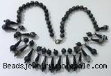 CGN497 21 inches chinese crystal & striped agate beaded necklaces