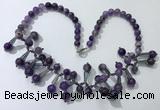 CGN503 21 inches chinese crystal & amethyst beaded necklaces