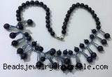 CGN504 21 inches chinese crystal & blue goldstone beaded necklaces