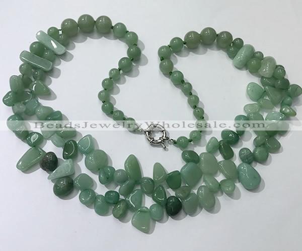 CGN543 27 inches fashion green aventurine beaded necklaces