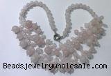 CGN555 19.5 inches stylish 4mm - 12mm rose quartz beaded necklaces