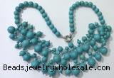 CGN559 19.5 inches stylish 4mm - 12mm imitation turquoise beaded necklaces