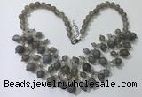 CGN568 19.5 inches stylish 4mm - 12mm grey agate beaded necklaces